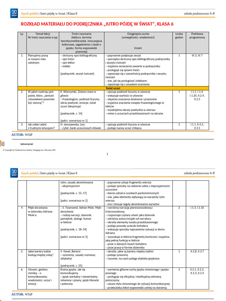 Jpol SP Jutro PD KL 6 Rozklad Mat SP 4-8 | PDF
