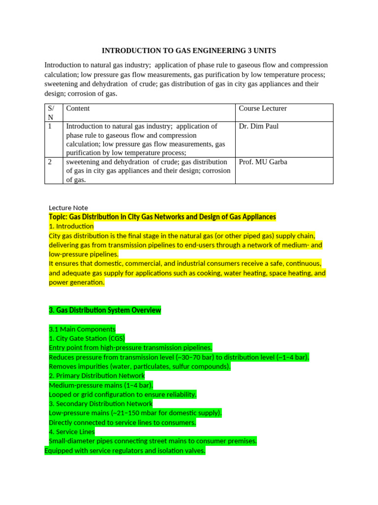 Gas Engineering: Distribution & Appliance Design | PDF | Mole (Unit ...
