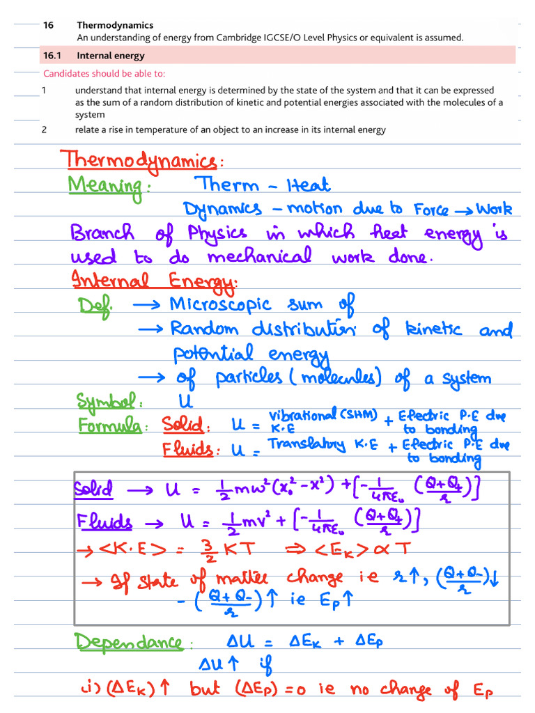 Understanding Internal Energy in Gases | PDF | Gases | Temperature