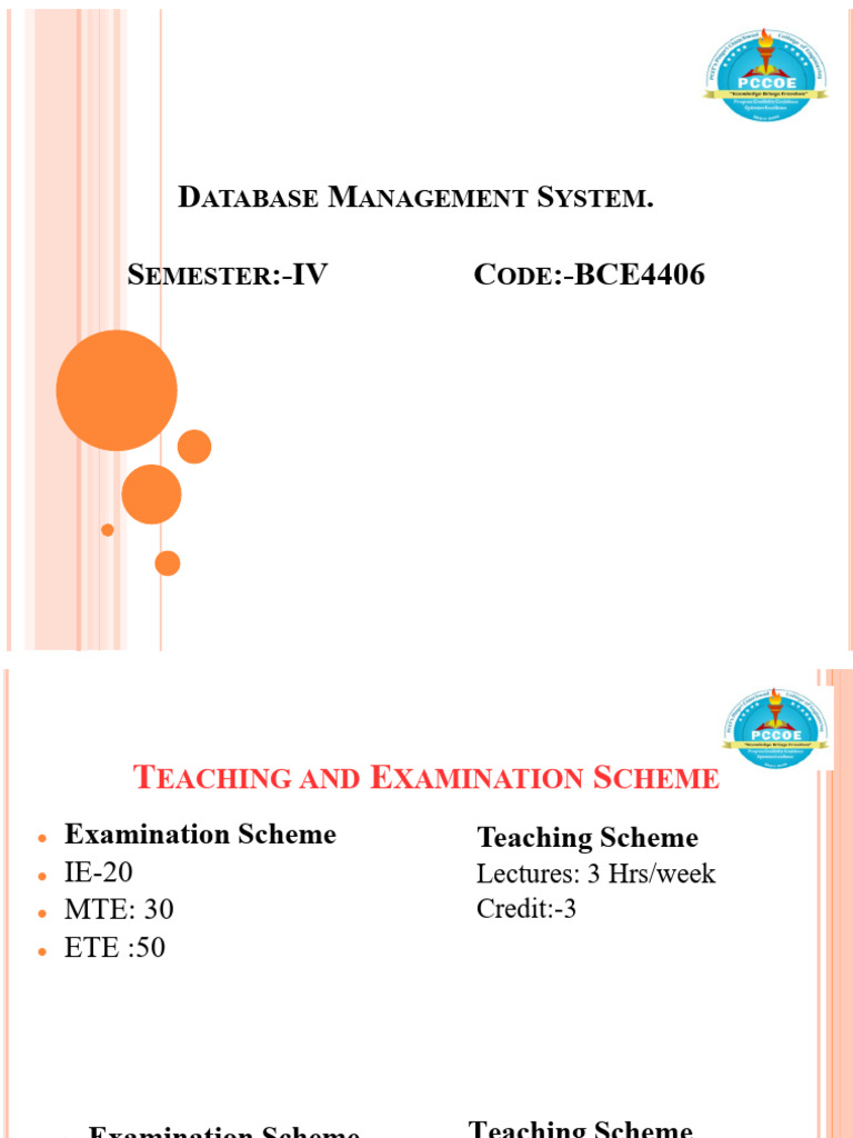 Database Management System Course Overview | PDF | Databases ...