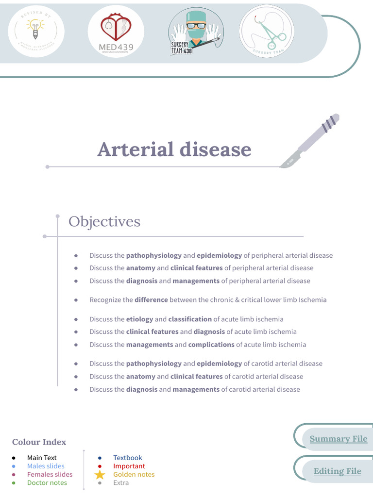 Understanding Arterial Disease Pathophysiology | PDF | Ischemia | Atheroma