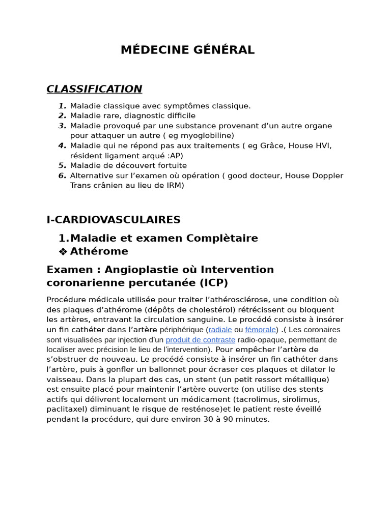 Maladies cardiovasculaires et examens médicaux | PDF | Système cardio ...