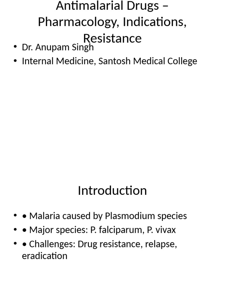 Antimalarial Drugs Presentation | PDF | Malaria | Plasmodium