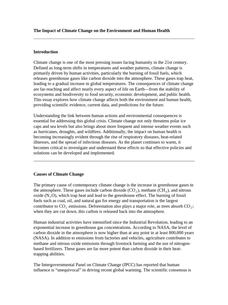The Impact of Climate Change On The Environment and Human Health | PDF ...