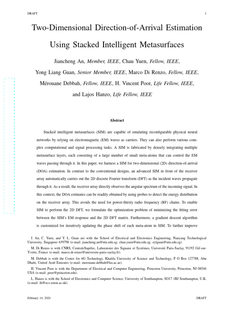 2D DOA Estimation with Intelligent Metasurfaces | PDF | Matrix ...