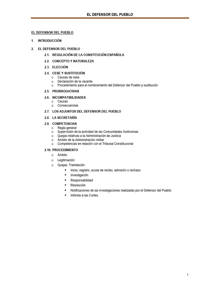 El Defensor Del Pueblo | PDF | Judicaturas | Cortes Generales