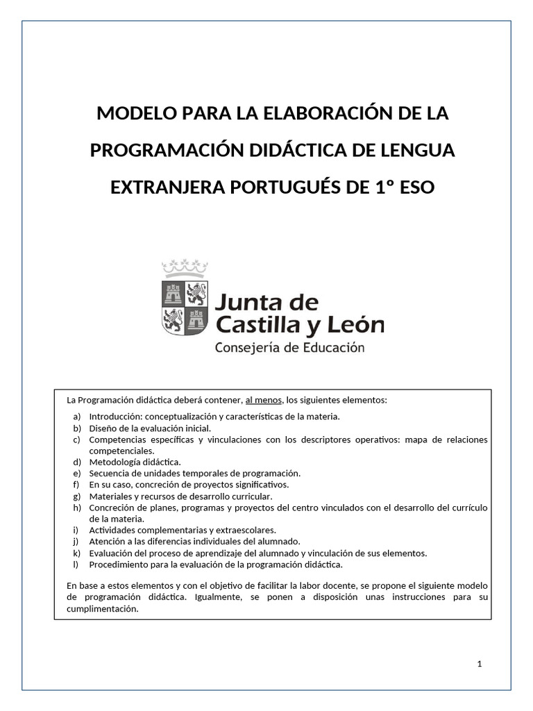 Modelo PD Eso Lex-Por 1º | PDF | Evaluación | Plan de estudios