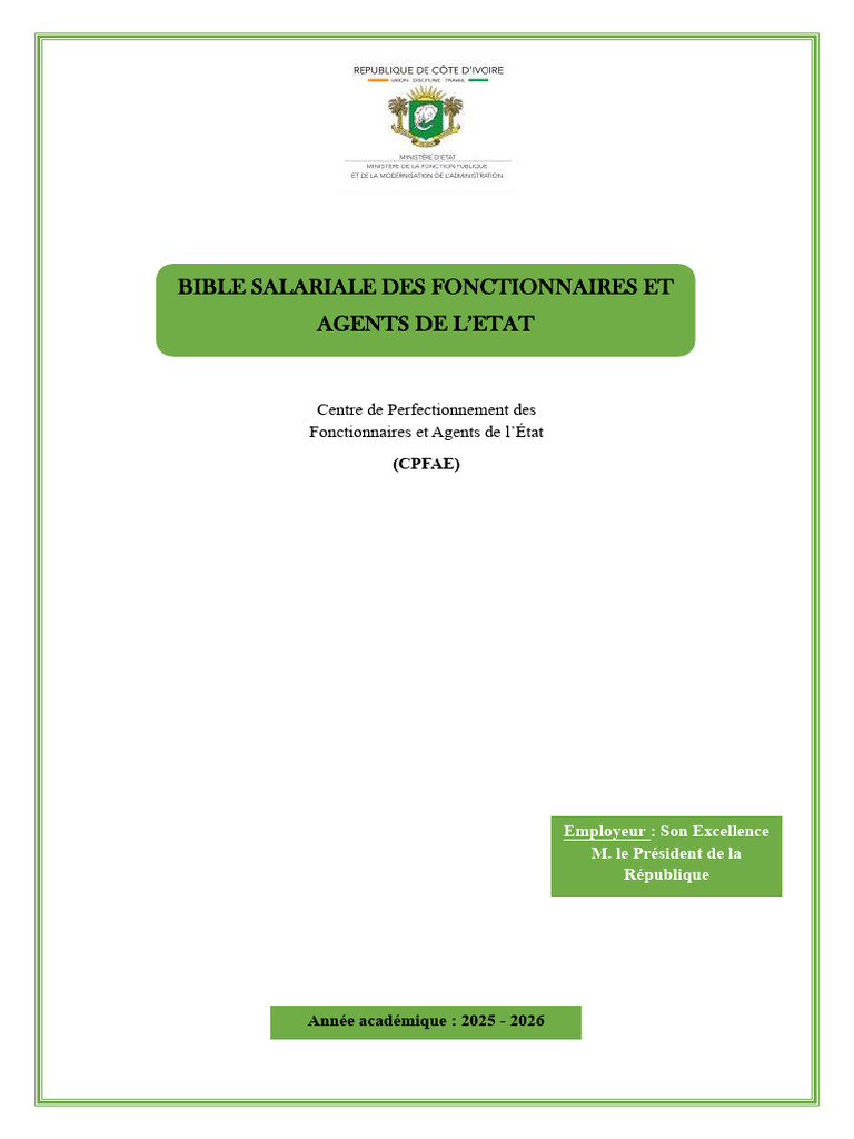 Bible salariale des fonctionnaires 2025-2026 | PDF