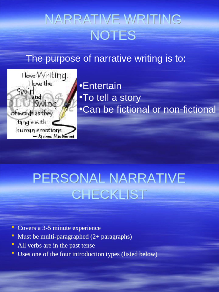 Narrative Writing Notes | PDF | Narrative