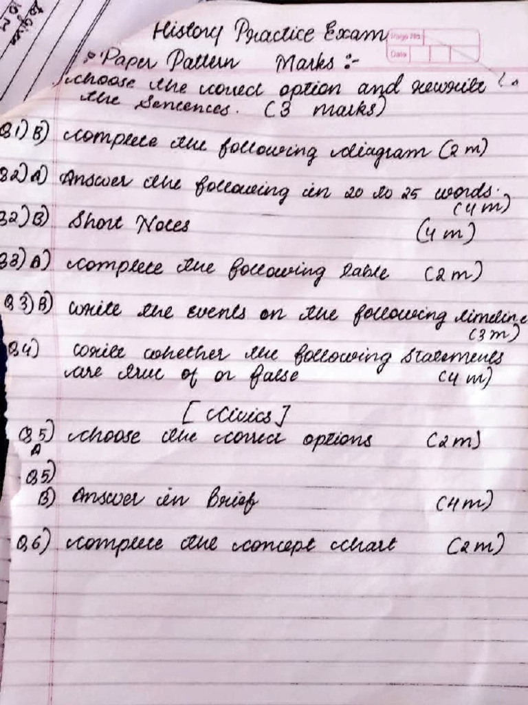History Paper Pattern II Sem | PDF