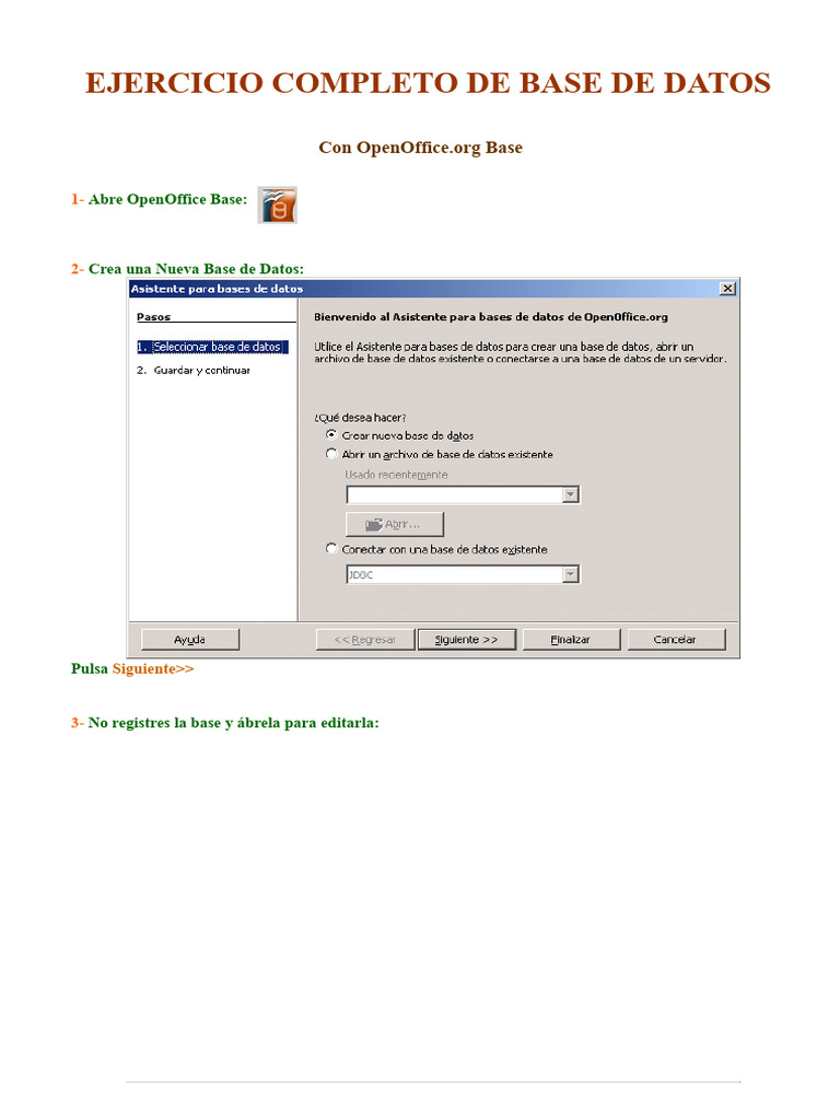 Ejercicio de Base de Datos en OpenOffice | PDF