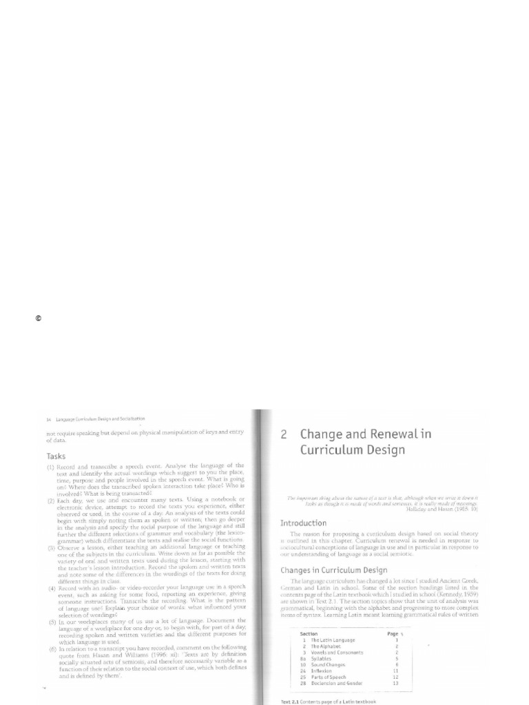 Language Curriculum Design and Socialisation | PDF