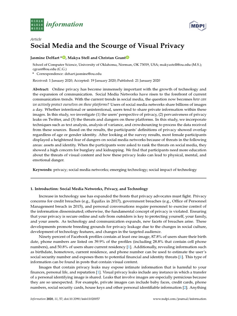 Visual Privacy Risks on Social Media | PDF | P Value | Privacy
