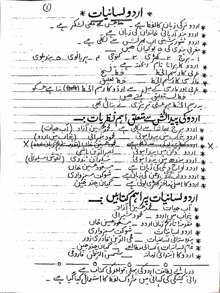 Urdu Short Notes | PDF