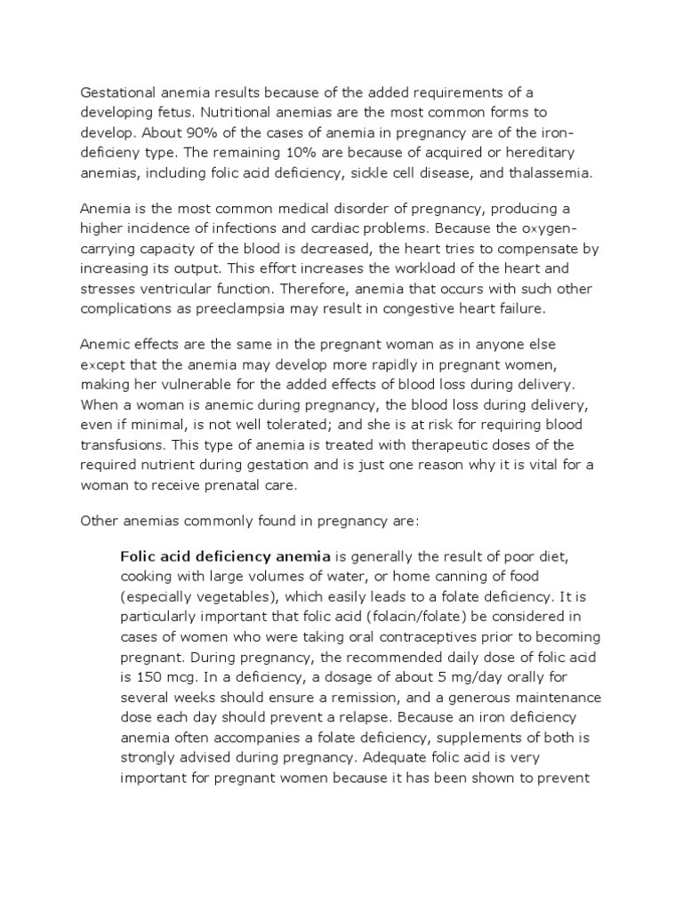 Gestational Anemia Results Because of The Added Requirements of A ...