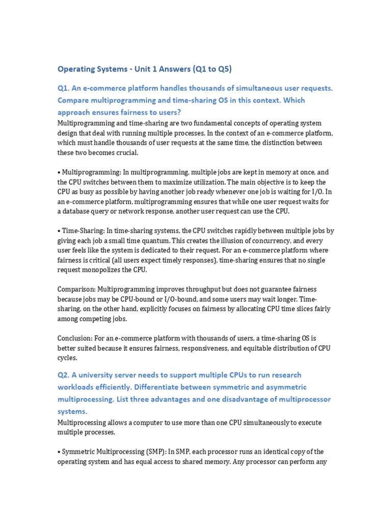 E-commerce OS: Multiprogramming vs Time-Sharing | PDF | Thread ...