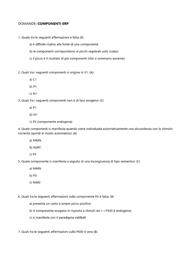 Domande - Componenti Erp | PDF