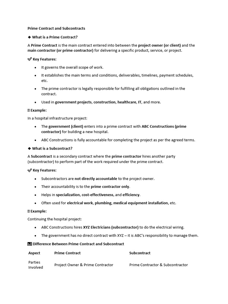 Understanding Prime Contracts and Subcontracts | PDF | Joint Venture ...