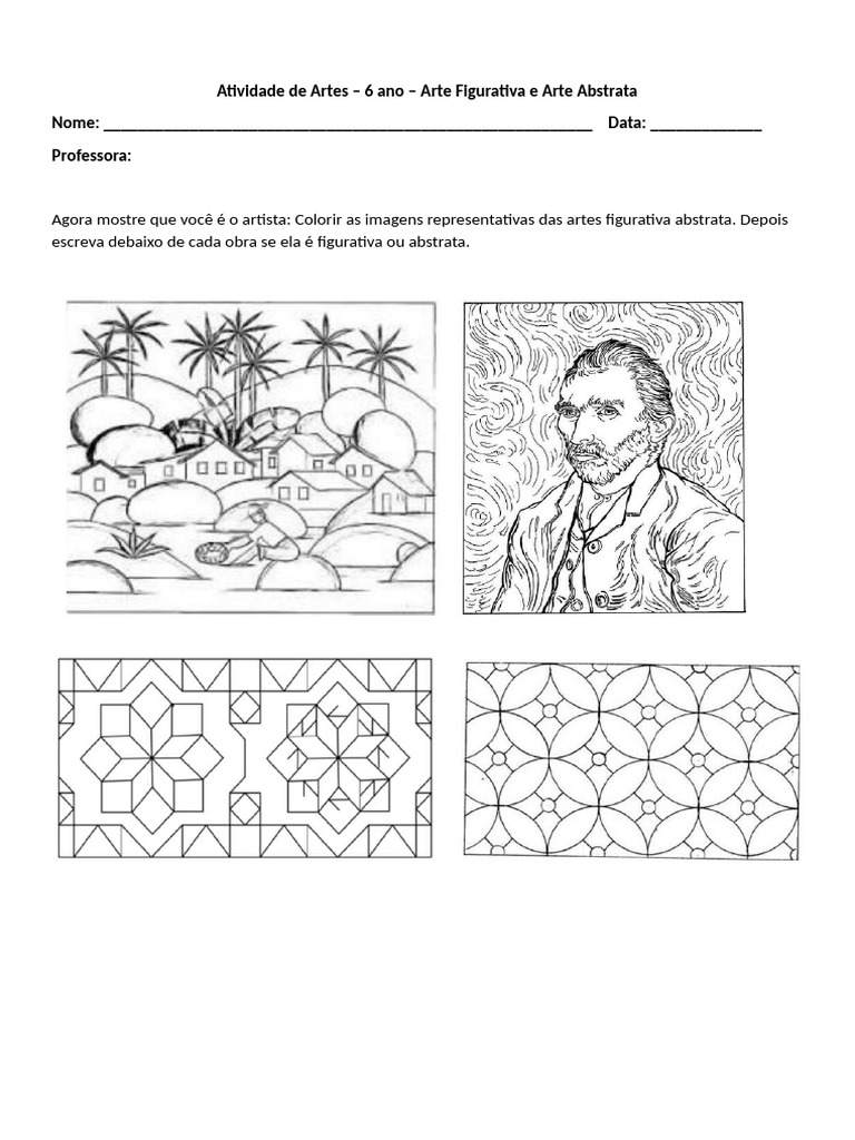 Arte Figurativa e Abstrata: Atividade 6º Ano | PDF