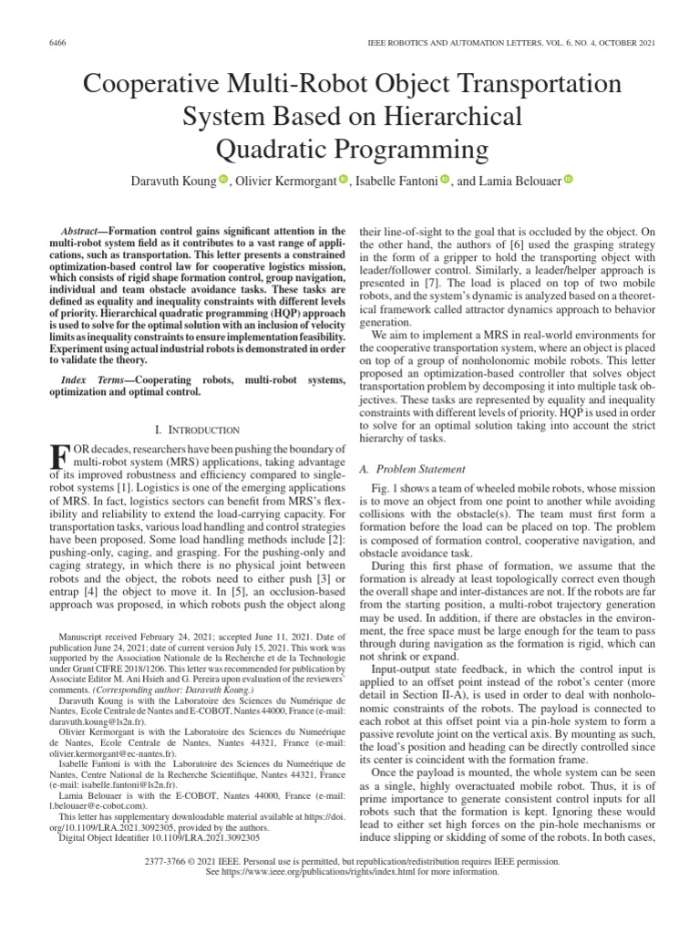 Multi-Robot Object Transport Optimization | PDF | Mathematical ...
