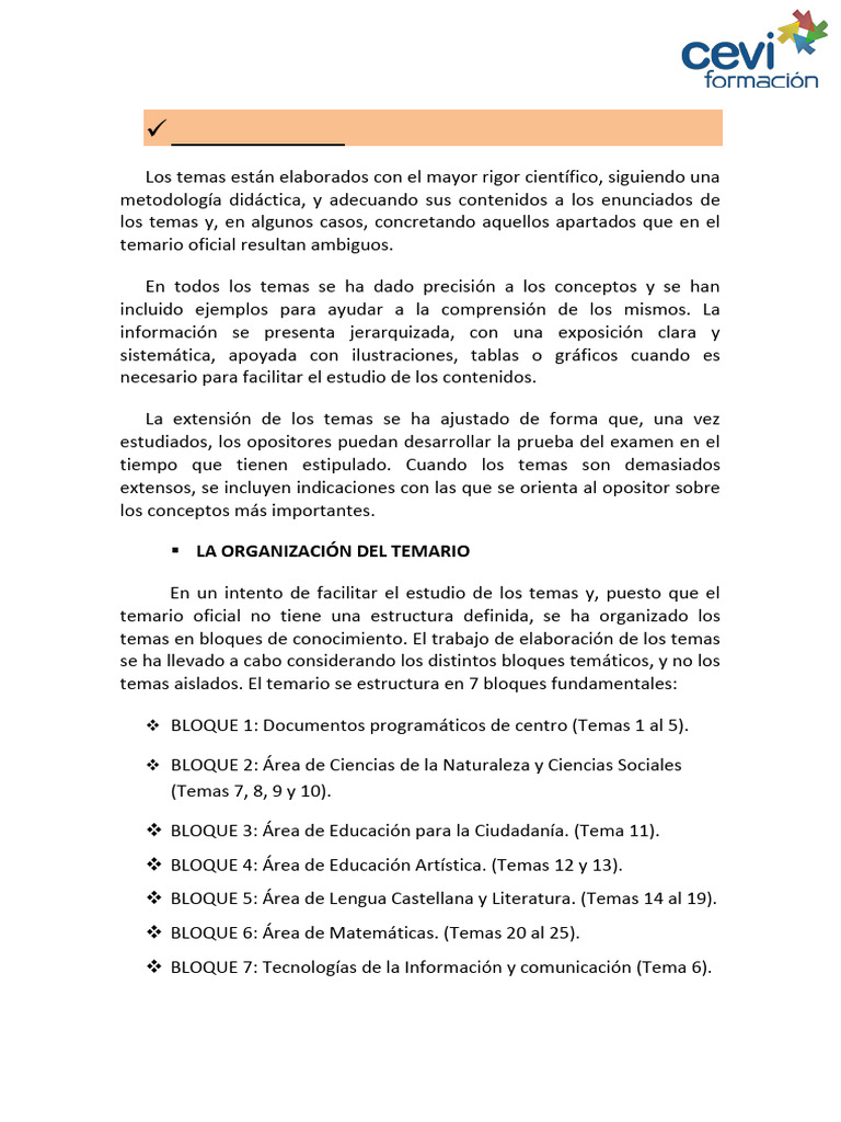 Organización y Estructura del Temario | PDF | Aprendizaje | Science