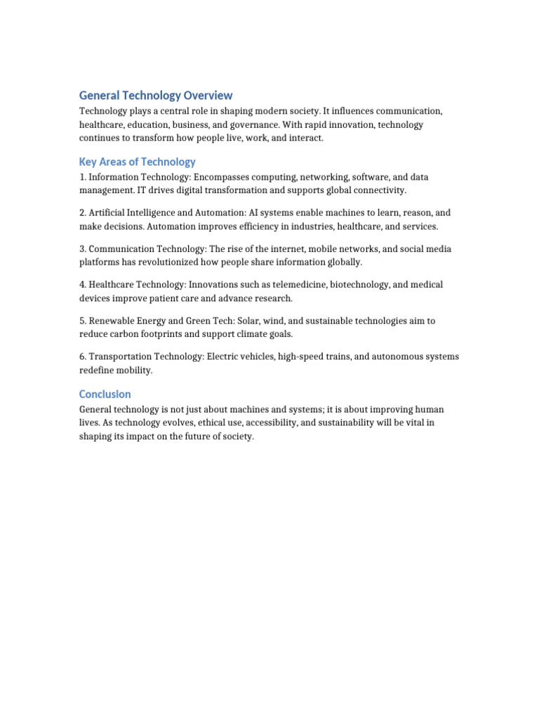 Overview of General Technology | PDF