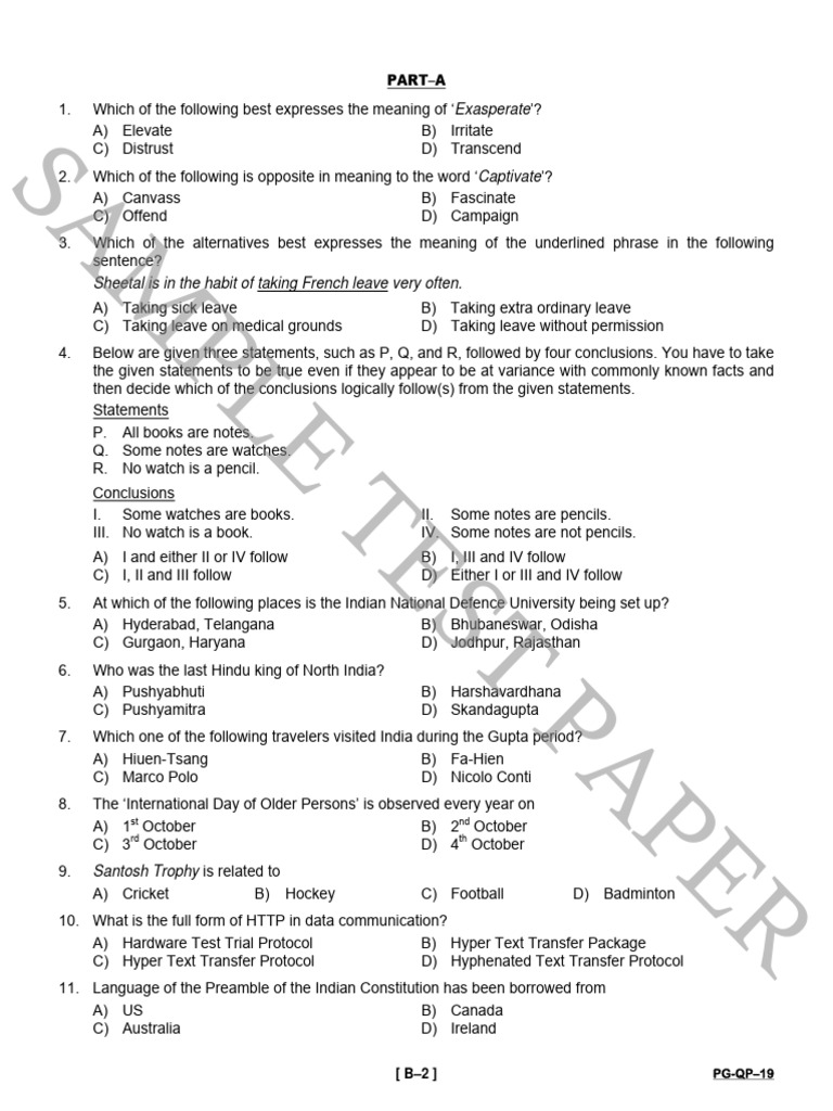 Sample Test Paper for Competitive Exams | PDF | Dna | Messenger Rna