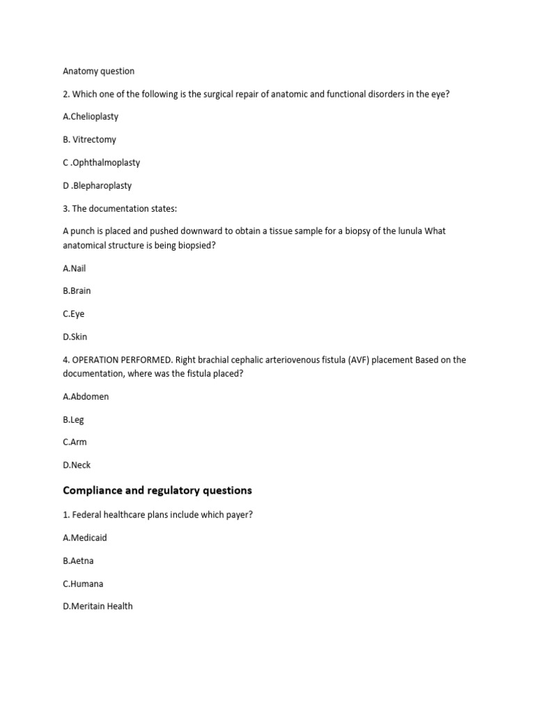 Medical Coding and Compliance Questions | PDF | Vein | Angiography