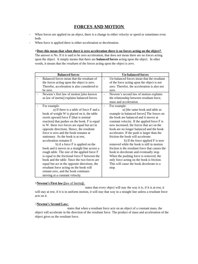 Forces and Motion | PDF | Force | Acceleration