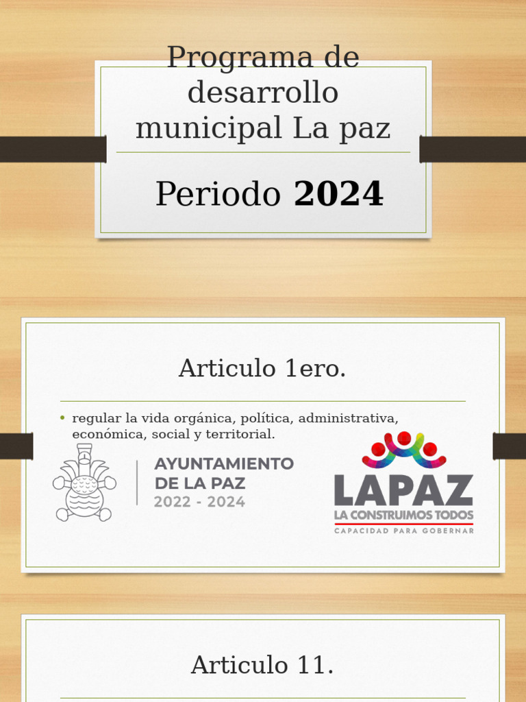 Programa de Desarrollo Municipal La Paz 2024 | PDF