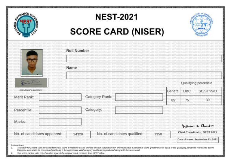 NEST 2021 Score Card Overview | PDF