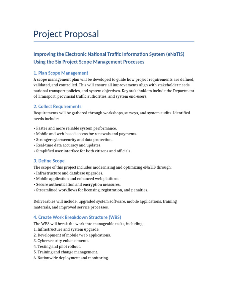 eNaTIS Improvement Project Proposal | PDF