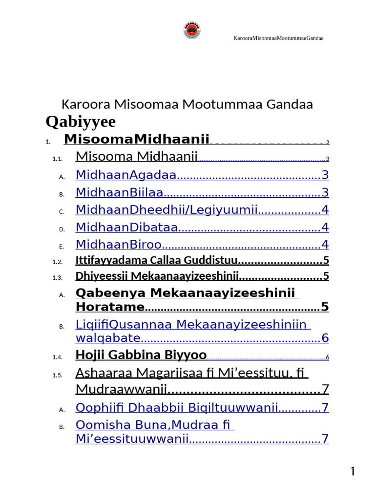 Karoa Motumma Ganda Qarsaa 2018 Mubarik - Bgwe | PDF