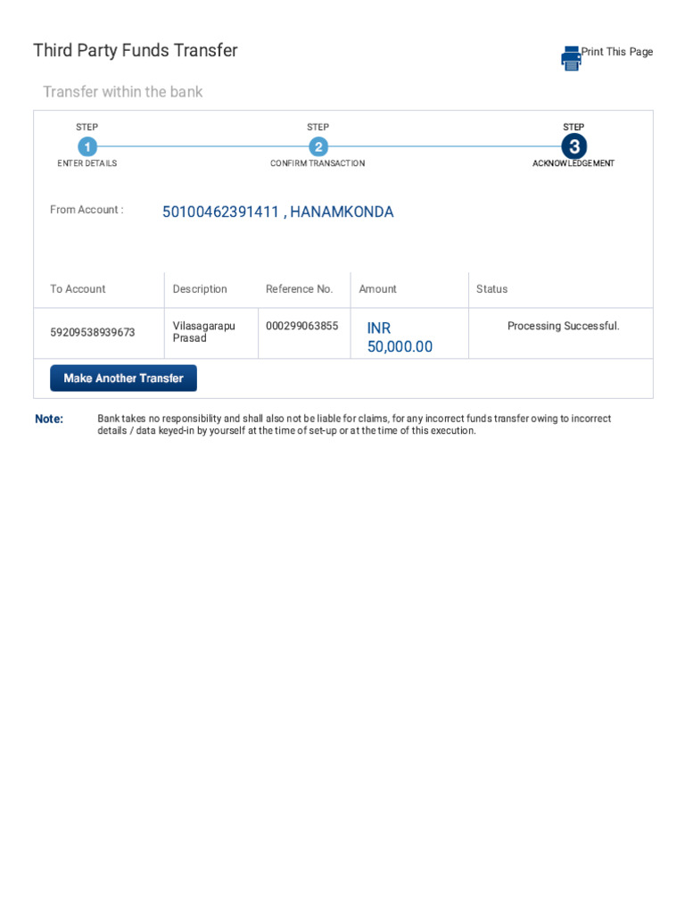 Third Party Funds Transfer Process | PDF
