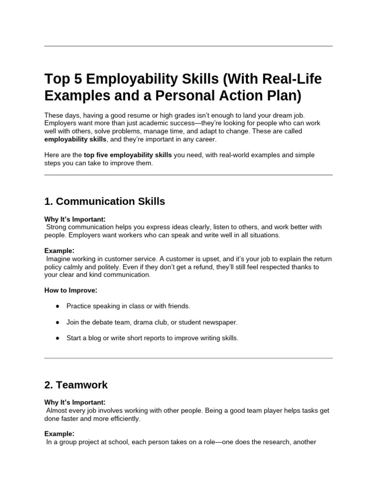 Top 5 Employability Skills Explained | PDF | Skill | Learning