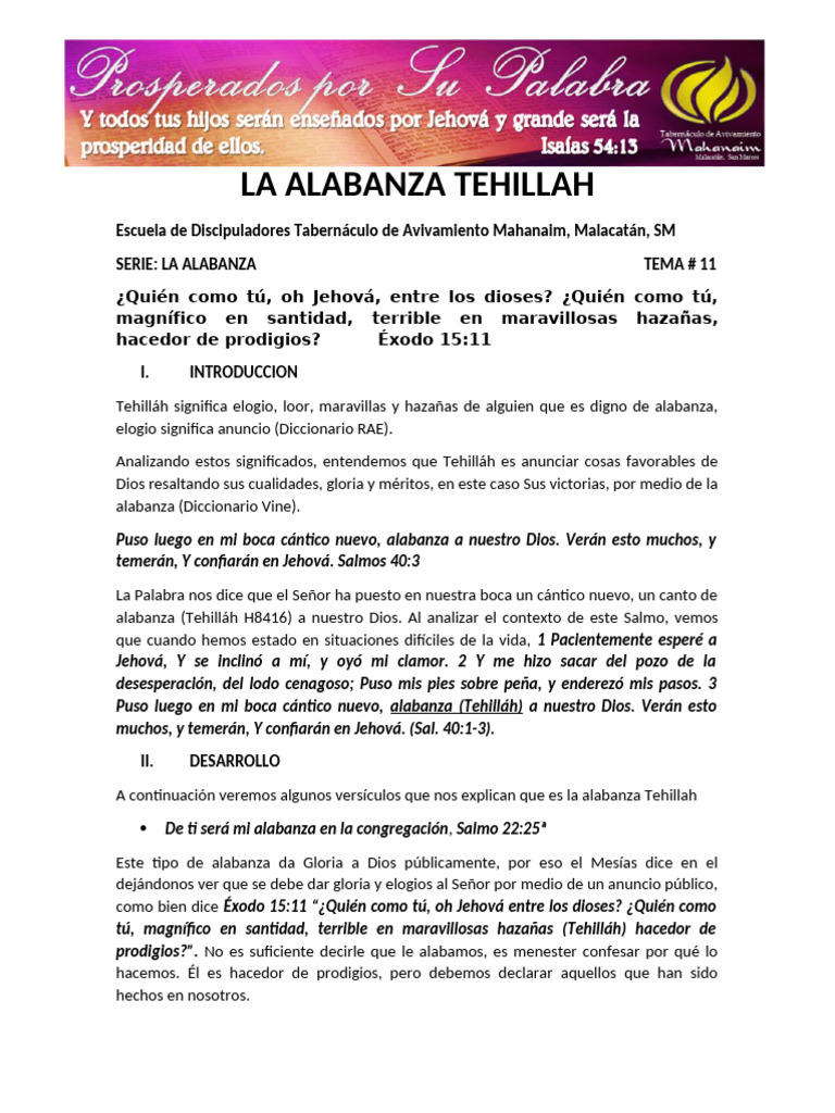 Significado de Tehillah en la Alabanza | PDF | Salmos | Libros de la ...