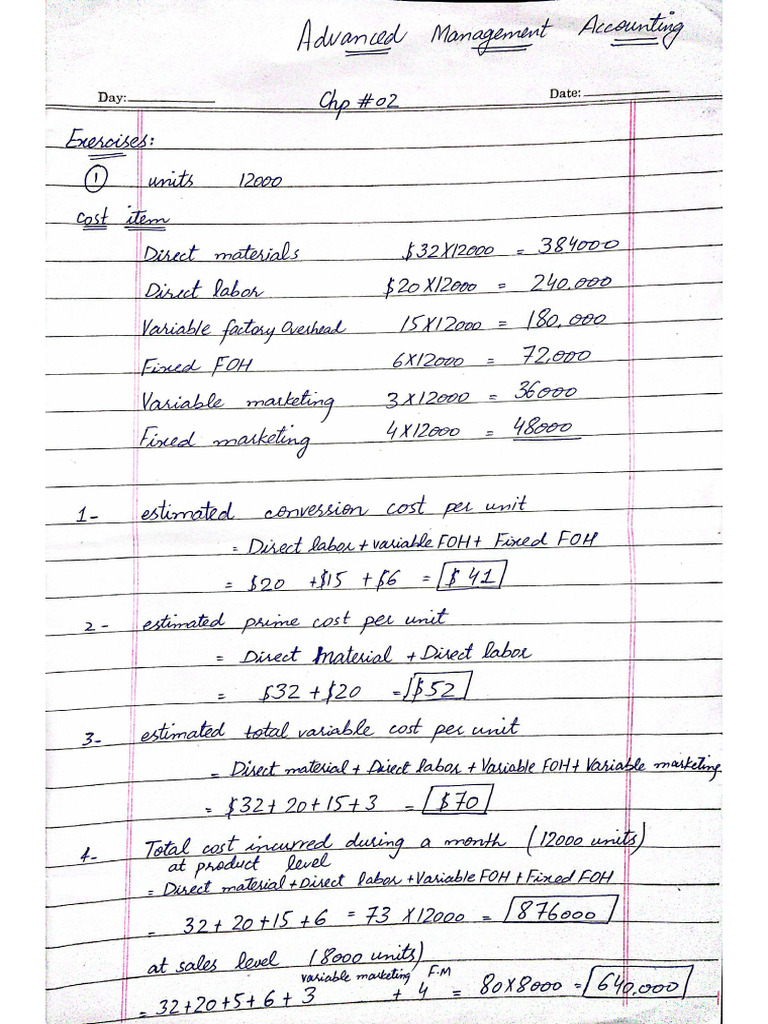 AMA Exercises and Problems (Chap#2+3) | PDF