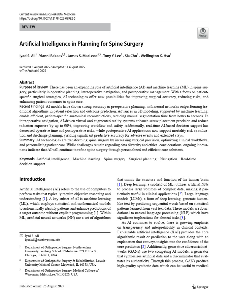 AI Innovations in Spine Surgery Planning | PDF | Artificial ...