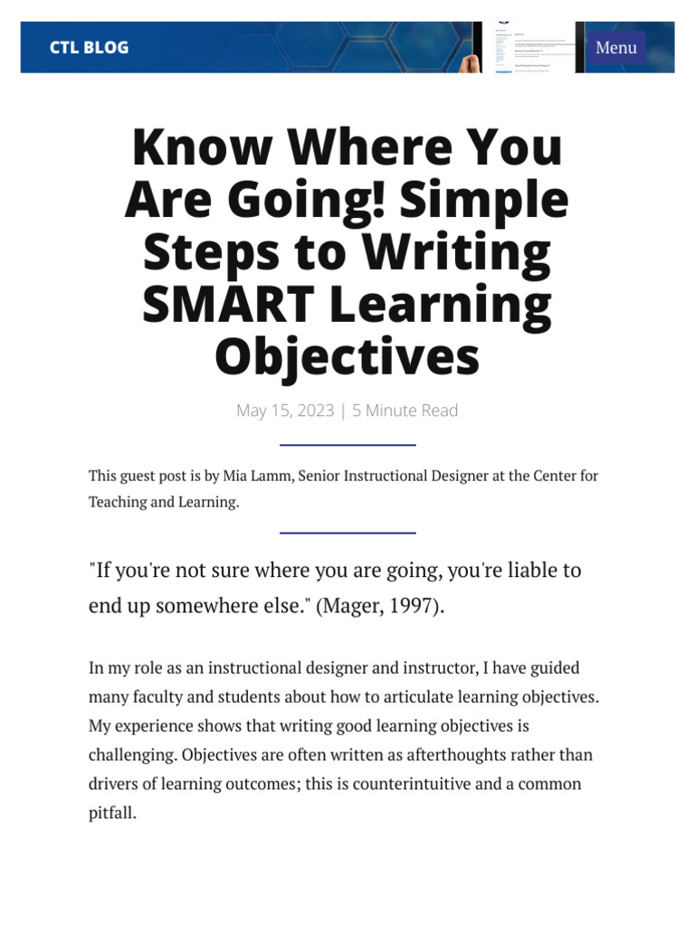 Writing Effective SMART Objectives | PDF | Knowledge | Learning