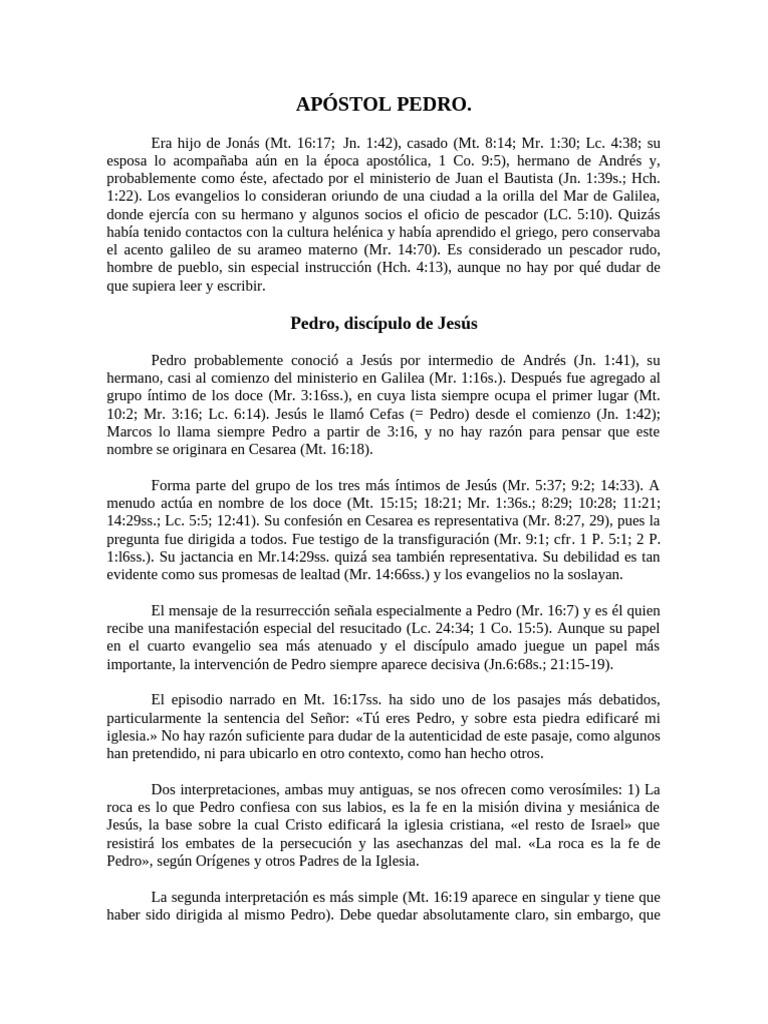 Vida y ministerio del apóstol Pedro | PDF | San Pedro | Pablo el apóstol