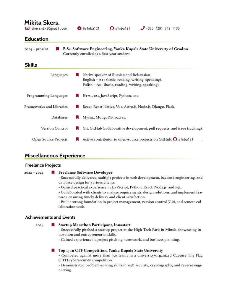 Customised Curve CV for Software Developer | PDF | Web Development ...