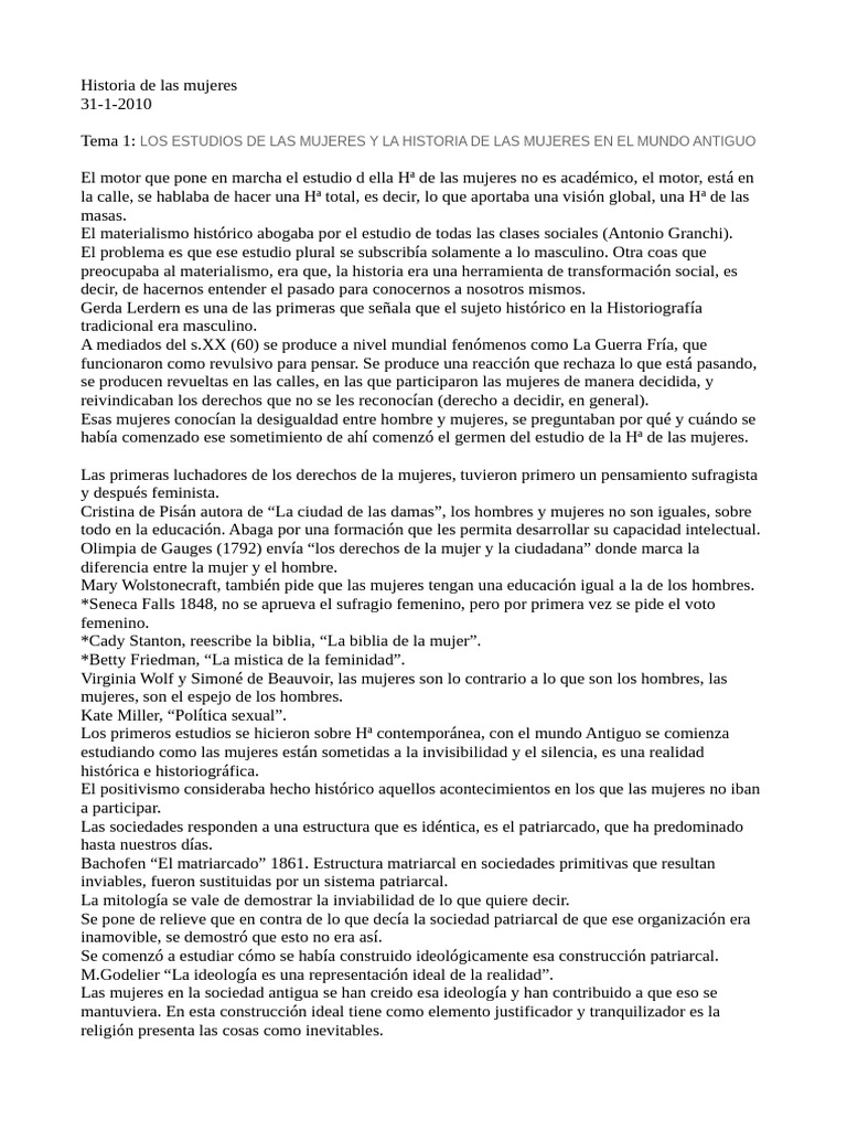 Historia de Las Mujeres en La Antiguedad. | PDF | Mujer | Patriarcado
