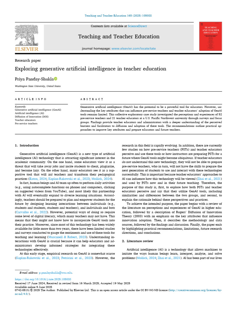 GenAI in Teacher Education Insights | PDF | Artificial Intelligence ...