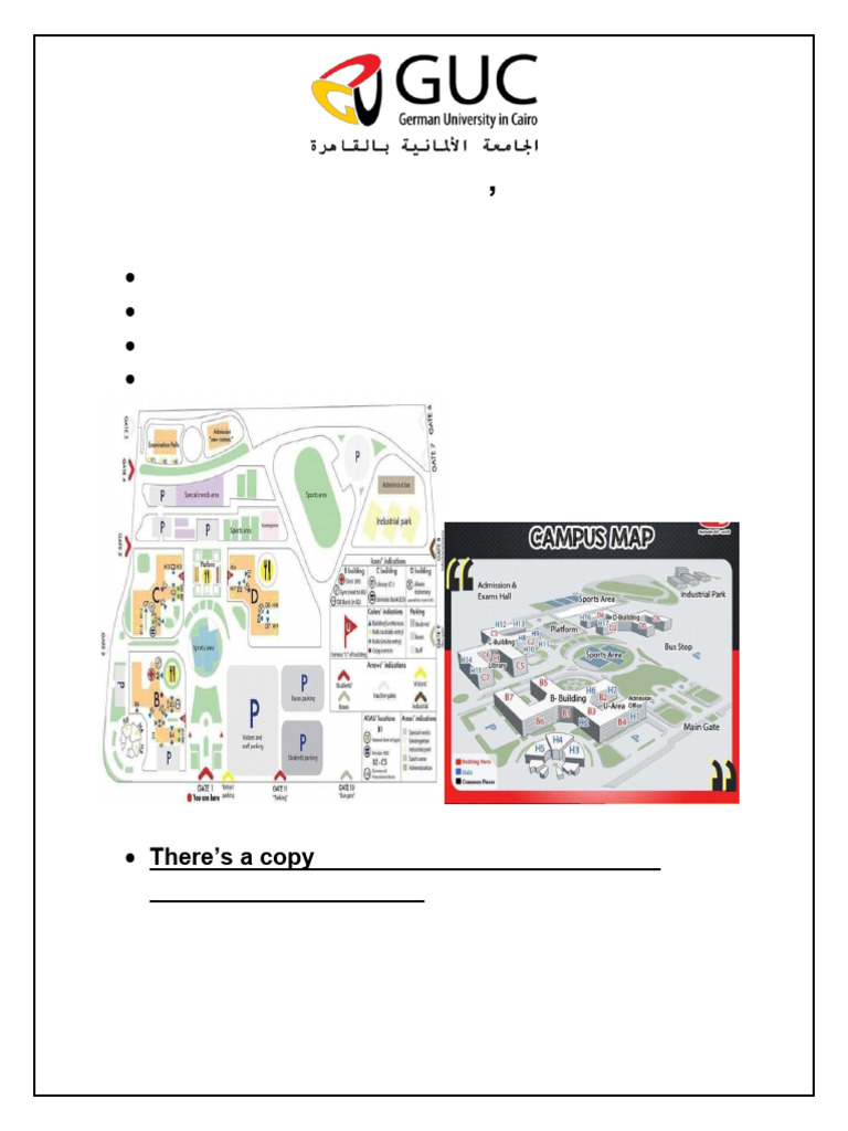 GUC Campus Map and Student Services Guide | PDF