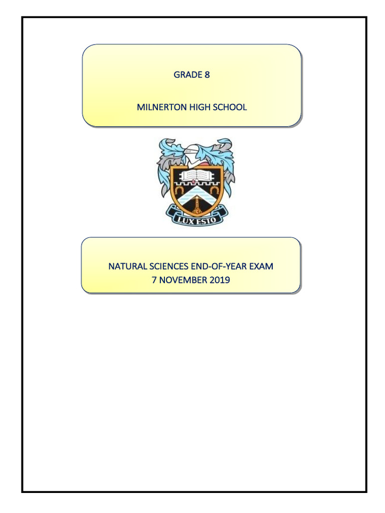 Grade 8 Natural Sciences Exam Paper | PDF | Eye | Electric Current