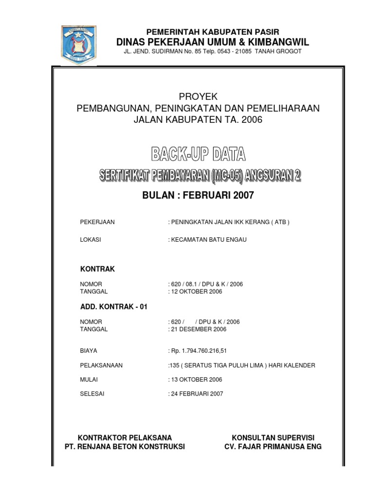 Backup Data Mc 01 Pelebaran Jl Tanjung2