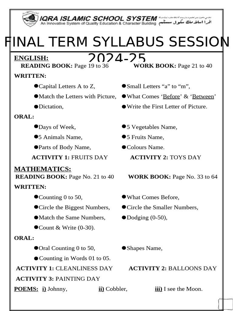 Final Term Syllabus P. G 2024-25 | PDF