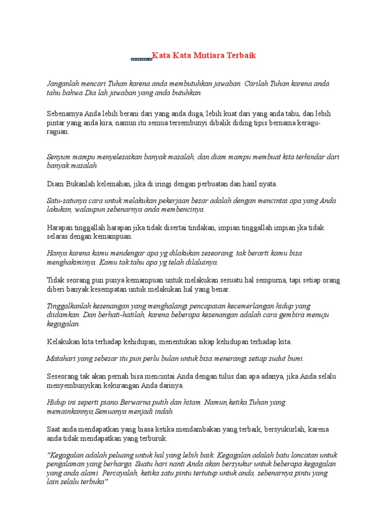 Kata Kata Mutiara Terbaik