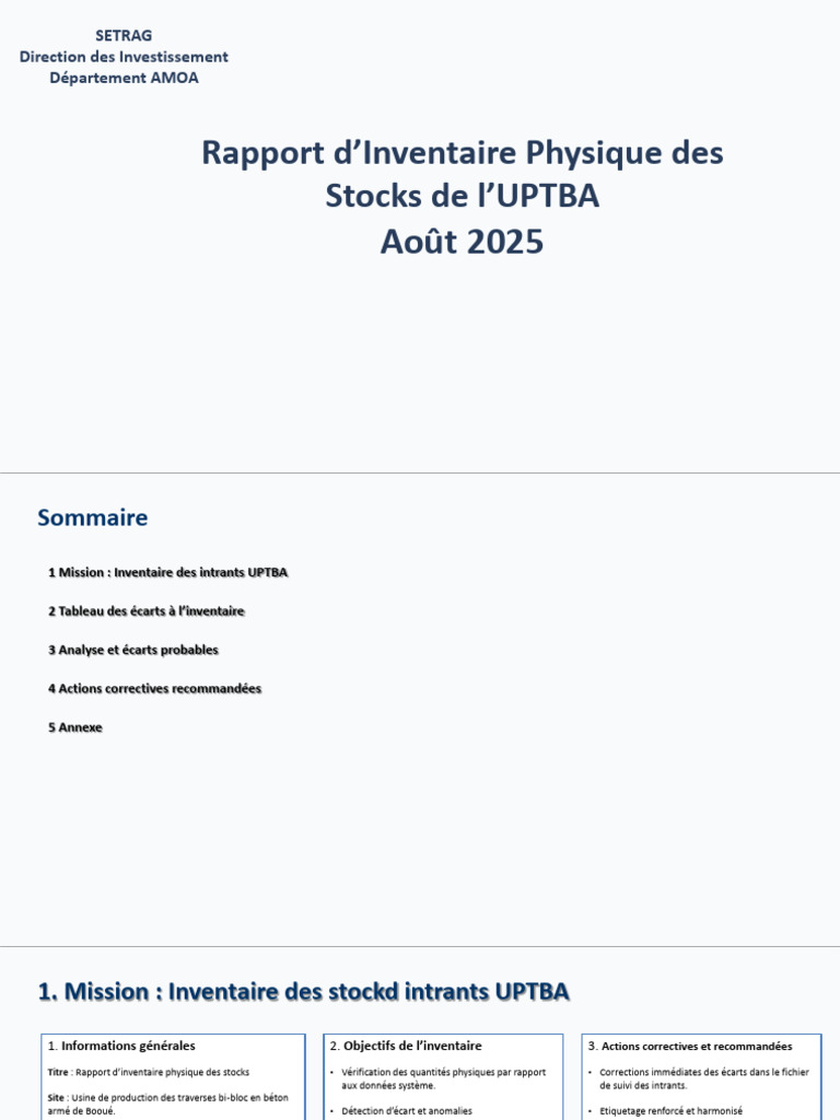Rapport d'Inventaire UPTBA 2025 | PDF | Inventaire | Fichier informatique