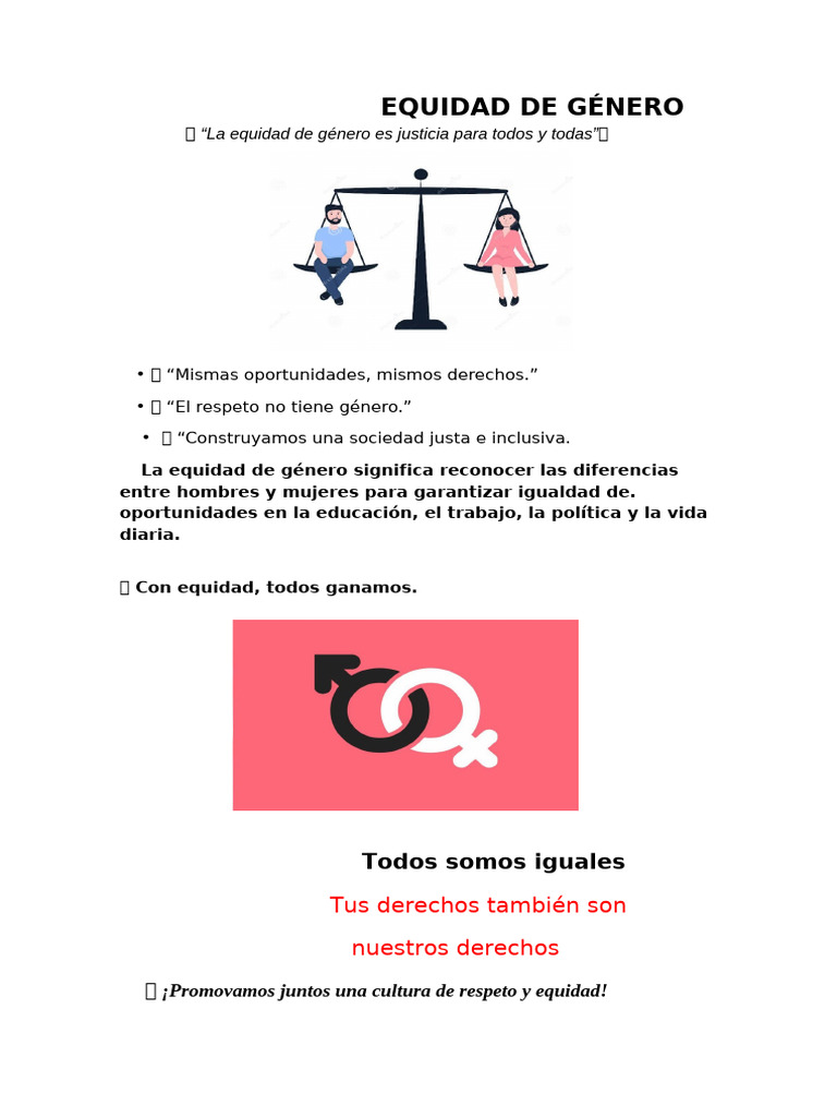 La Equidad de Género Es Justicia para Todos y Todas | PDF
